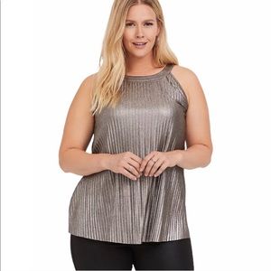 Torrid Pleated Metallic Gold Goddess Tank